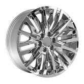 Angle view of a 22x9 Chrome wheel replacement for Cadillac Escalade replica rim 9511414